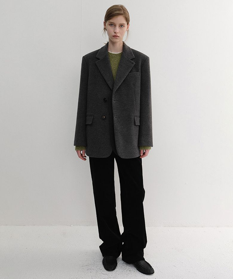 UNISEX LAYERED CASHMERE BLAZER_UDJA6D121_CHARCOAL GREY