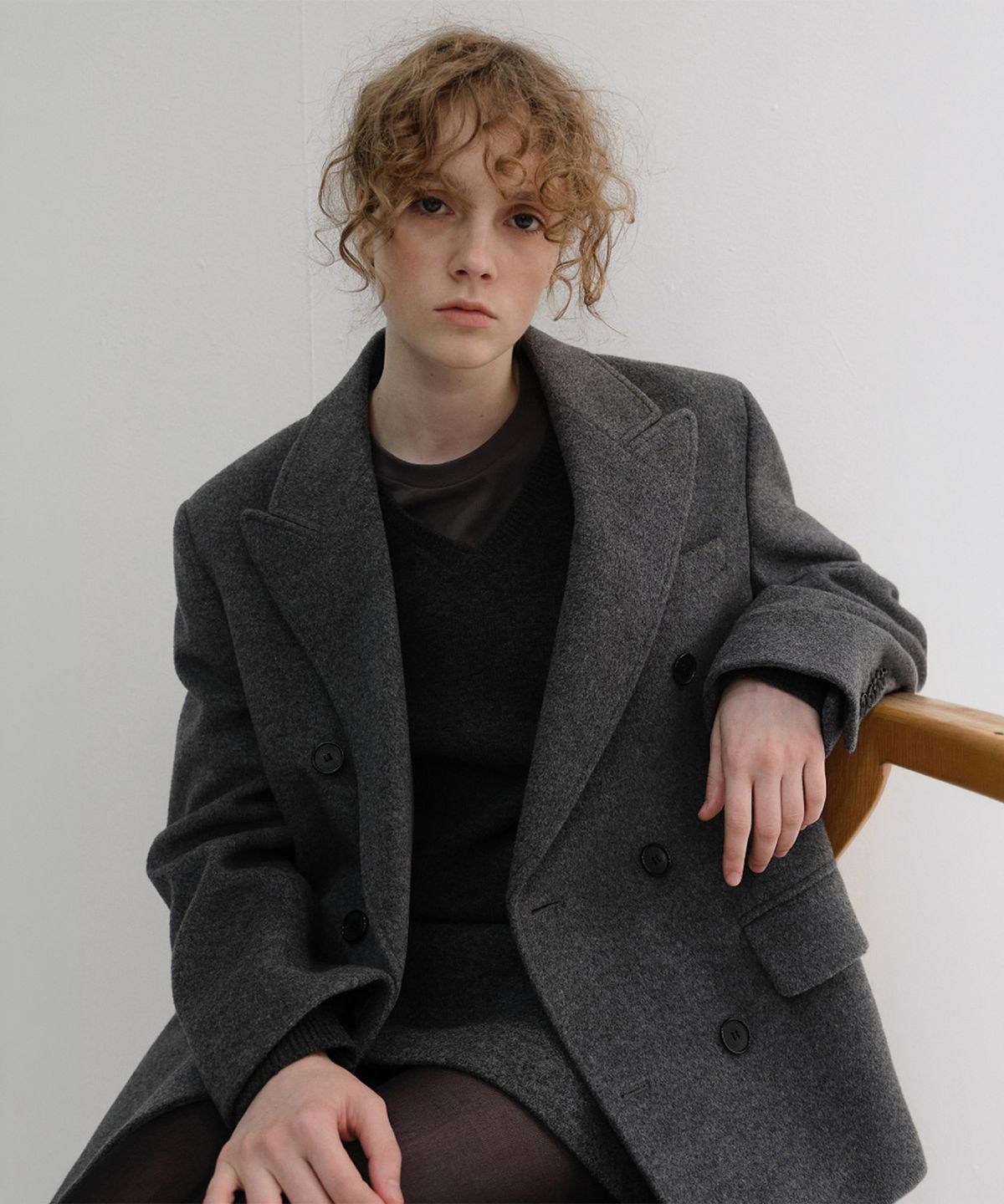 던스트(DUNST) UNISEX TAILORED DOUBLE-BREASTED CASHMERE COAT_UDCO6D125_MELANGE GREY