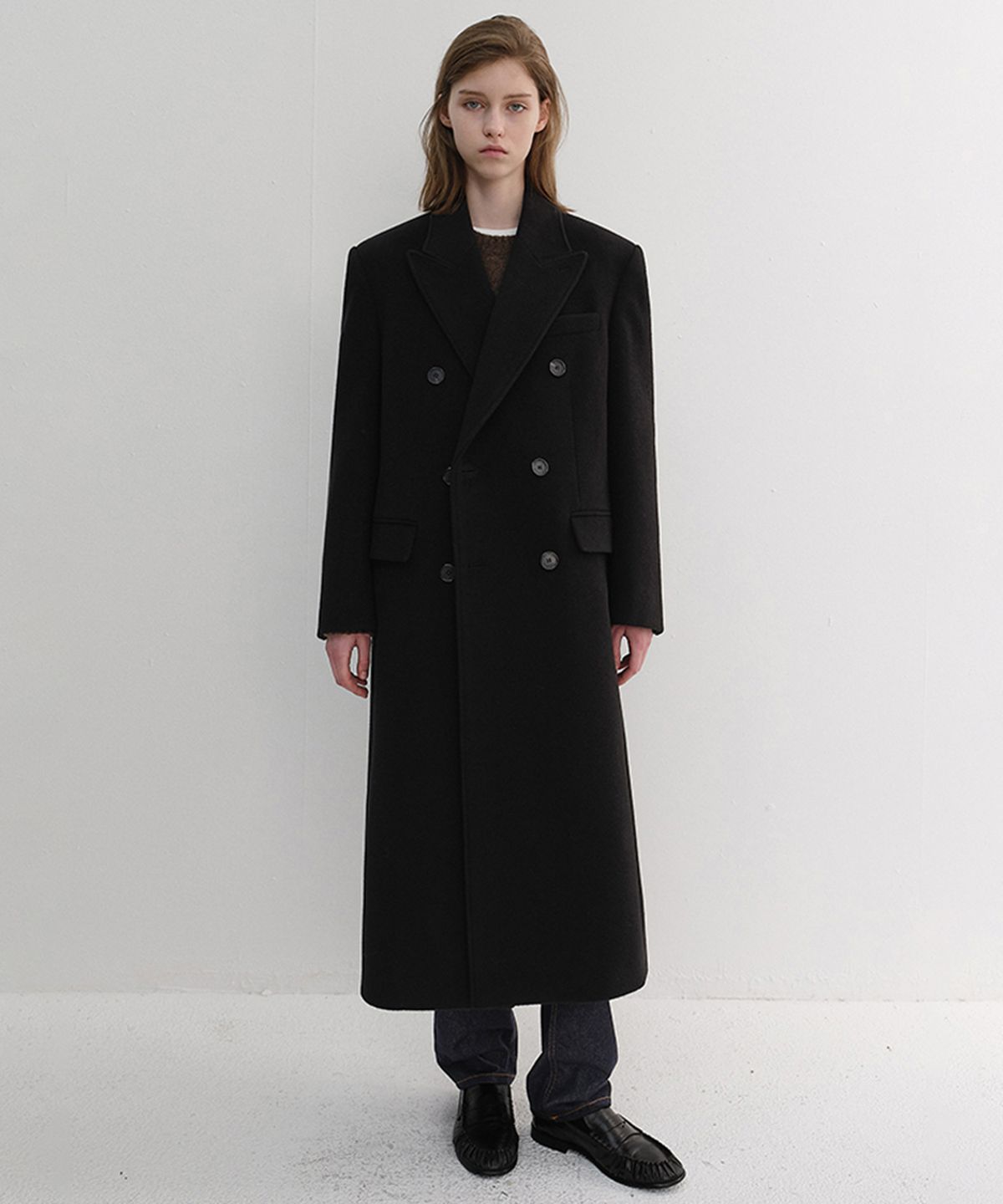 던스트(DUNST) UNISEX TAILORED DOUBLE-BREASTED CASHMERE COAT_UDCO6D125_BLACK