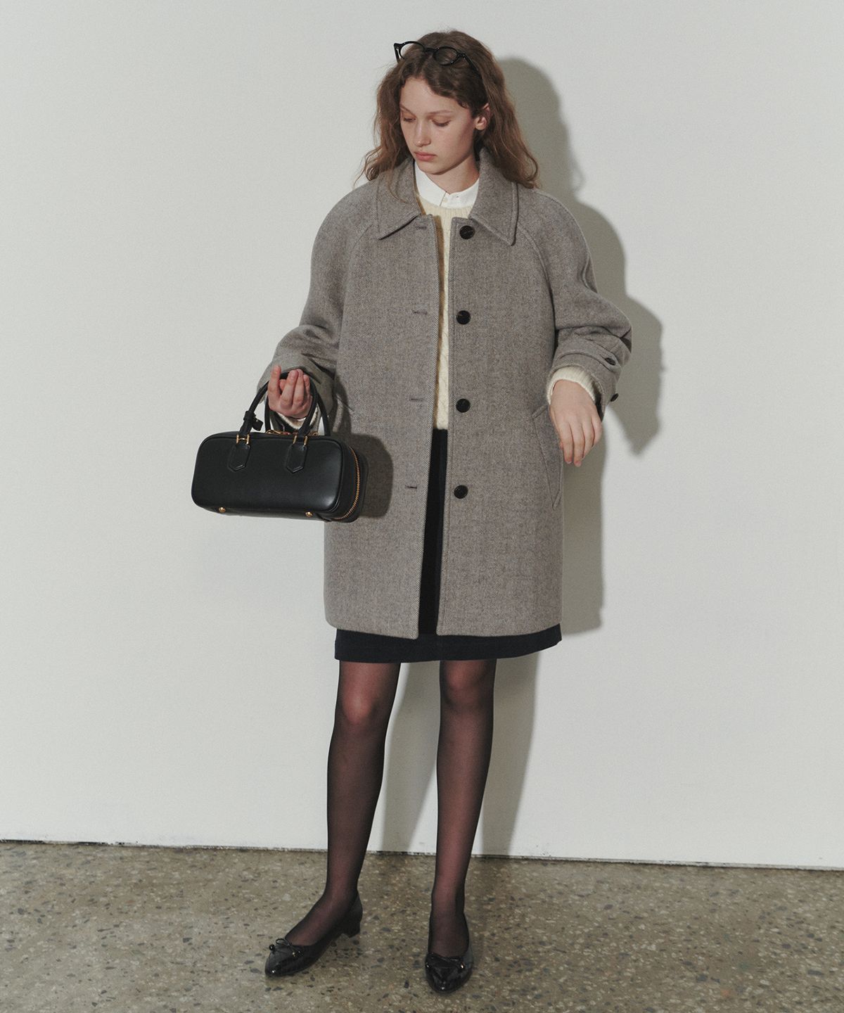 던스트(DUNST) HERRINGBONE HALF MAC COAT LIGHT GREY HERRINGBONE_UDCO3D234G1