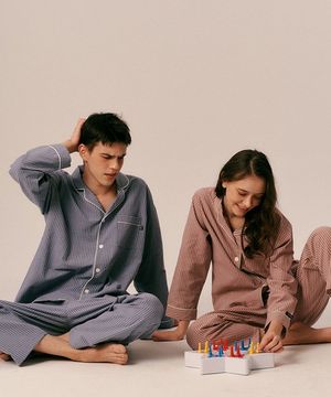 클라시컬 씬 스트라이프 파자마 [커플] 2SET