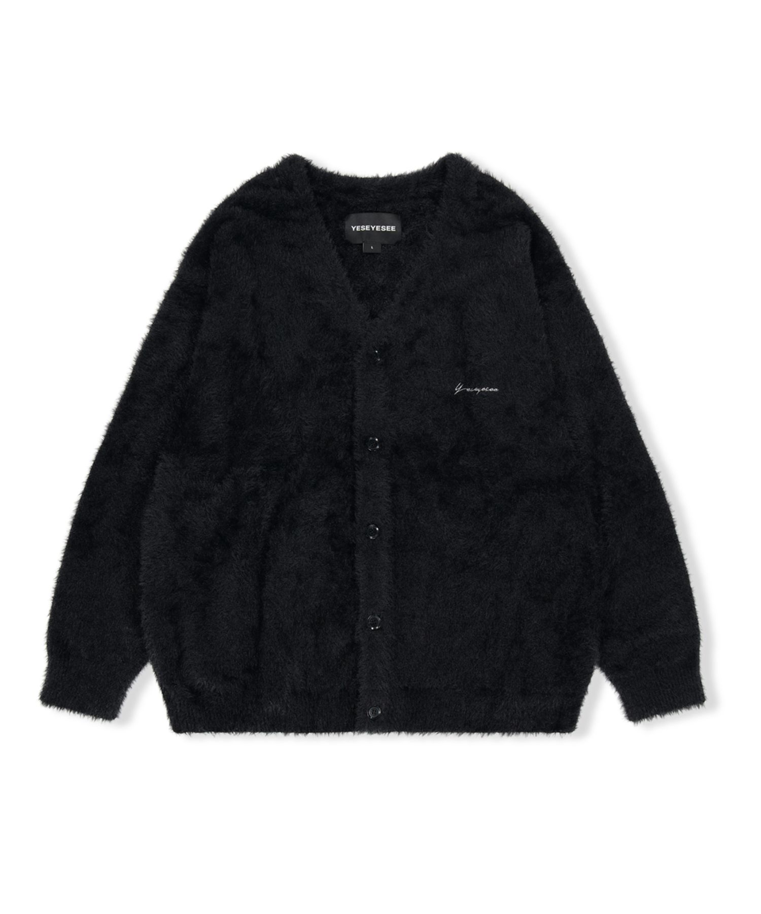 MUSINSA公式 | YESEYESEE Hairy Knit Cardigan Black