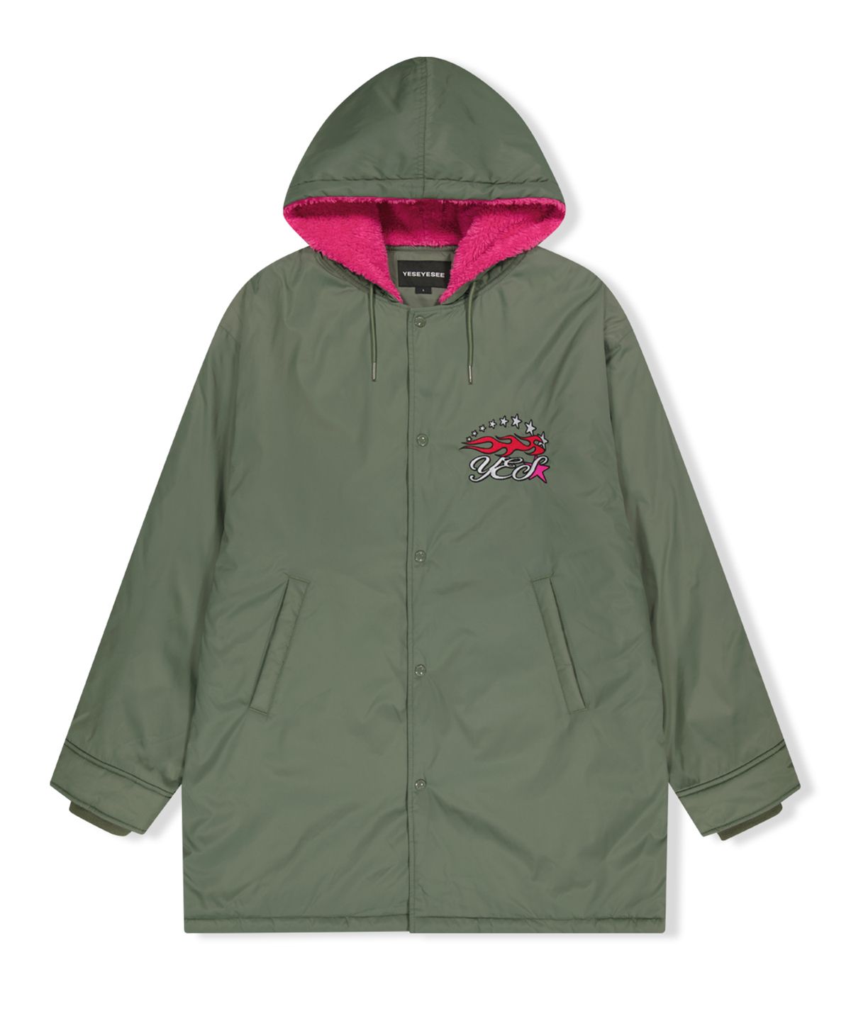 예스아이씨(YESEYESEE) Hairy Lining Long Parka Sage Green