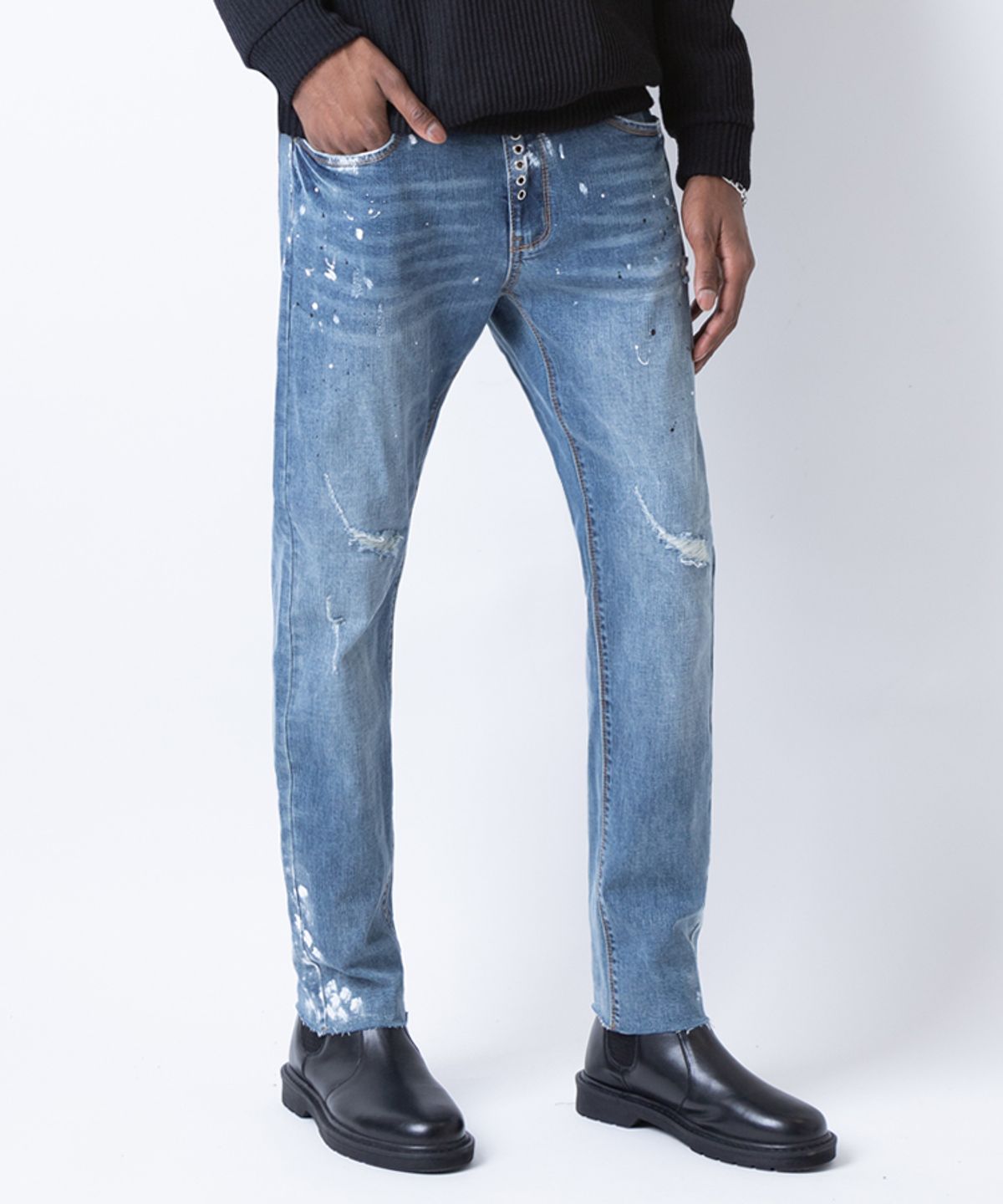스트라이크(STRIKE) Medium Sprinkle Wash Eyelet Jeans (SLIM)