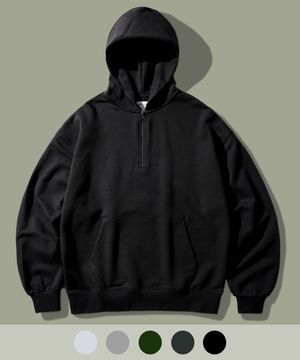 플로우 미니멀 하프집업 후드 블랙 SJHD1427