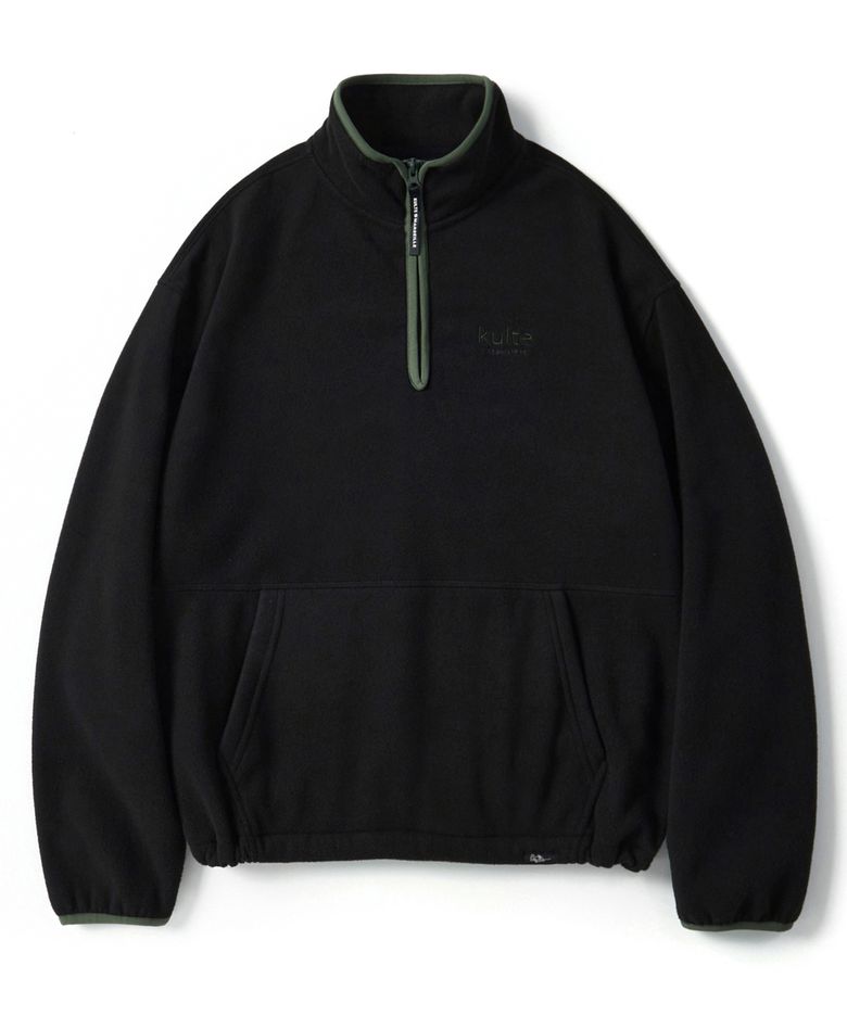 클래식 로고 플리스 하프집업 크루넥 BLACK