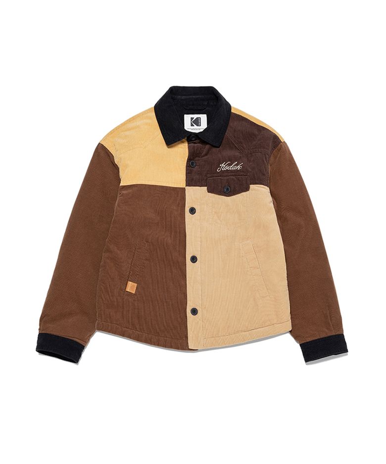 브라우니 컬러블럭 패딩 셔켓 키즈 BROWN