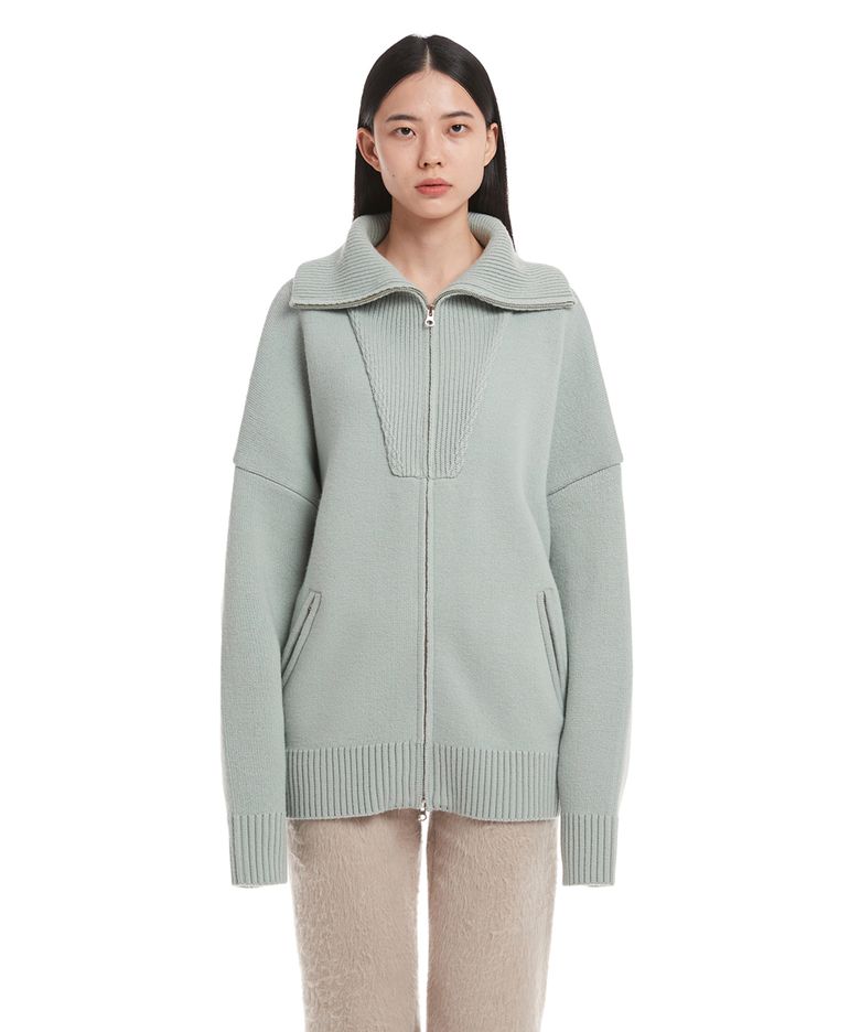 Mint Turtleneck Zip-Up Knit Cardigan
