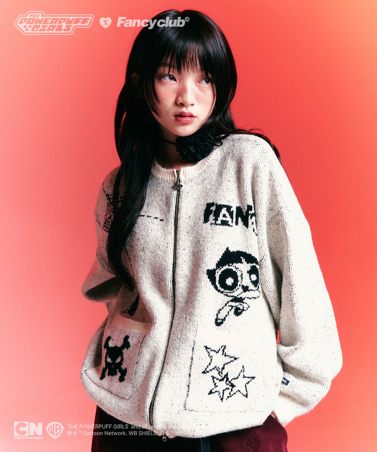 팬시클럽(FANCY CLUB) [PPG X FANCY] 버터컵 그래픽 니트 집업 (BEIGE)_F23PG1033
