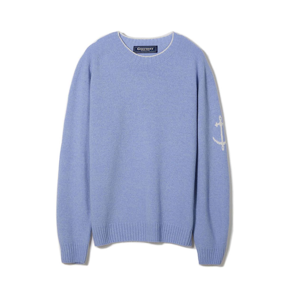 건지 울른스(Guernsey Woollens) 홀가먼트 메리노 울 스웨터 - 블루
