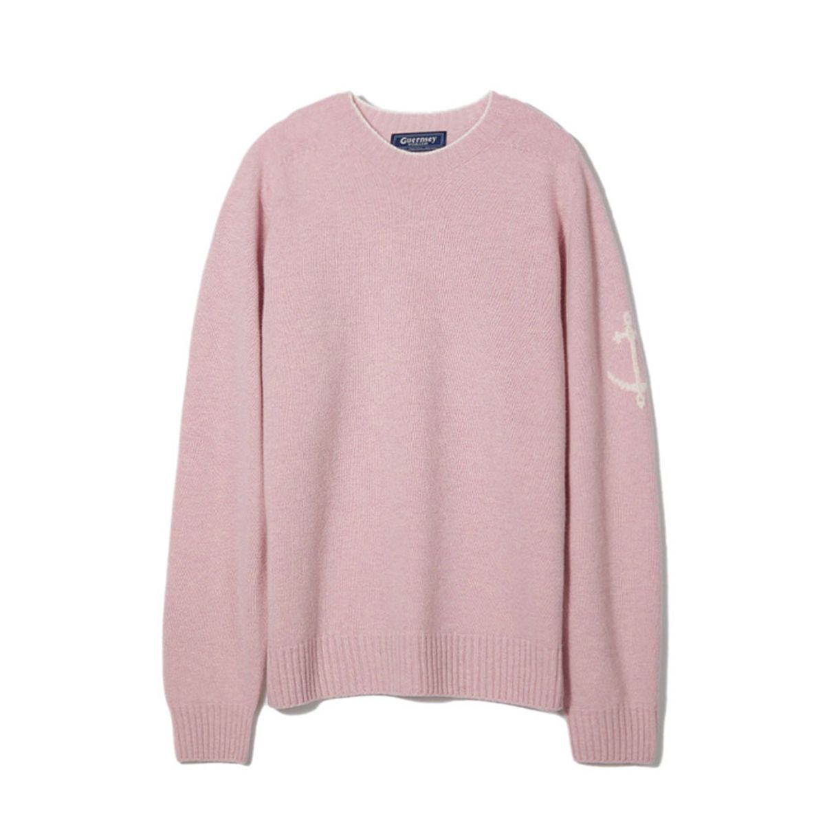 건지 울른스(Guernsey Woollens) 홀가먼트 메리노 울 스웨터 - 핑크