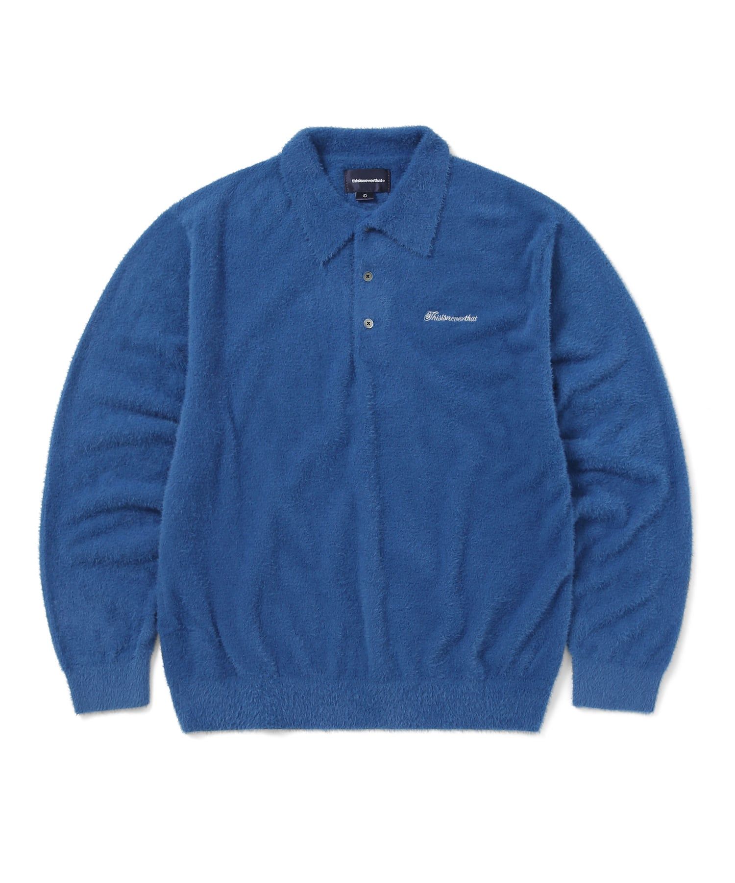 さらに100円引き◆thisisneverthat◆Script Shaggy Knit Polo MUSINSA | thisisneverthat® Script Shaggy Knit Polo Blue