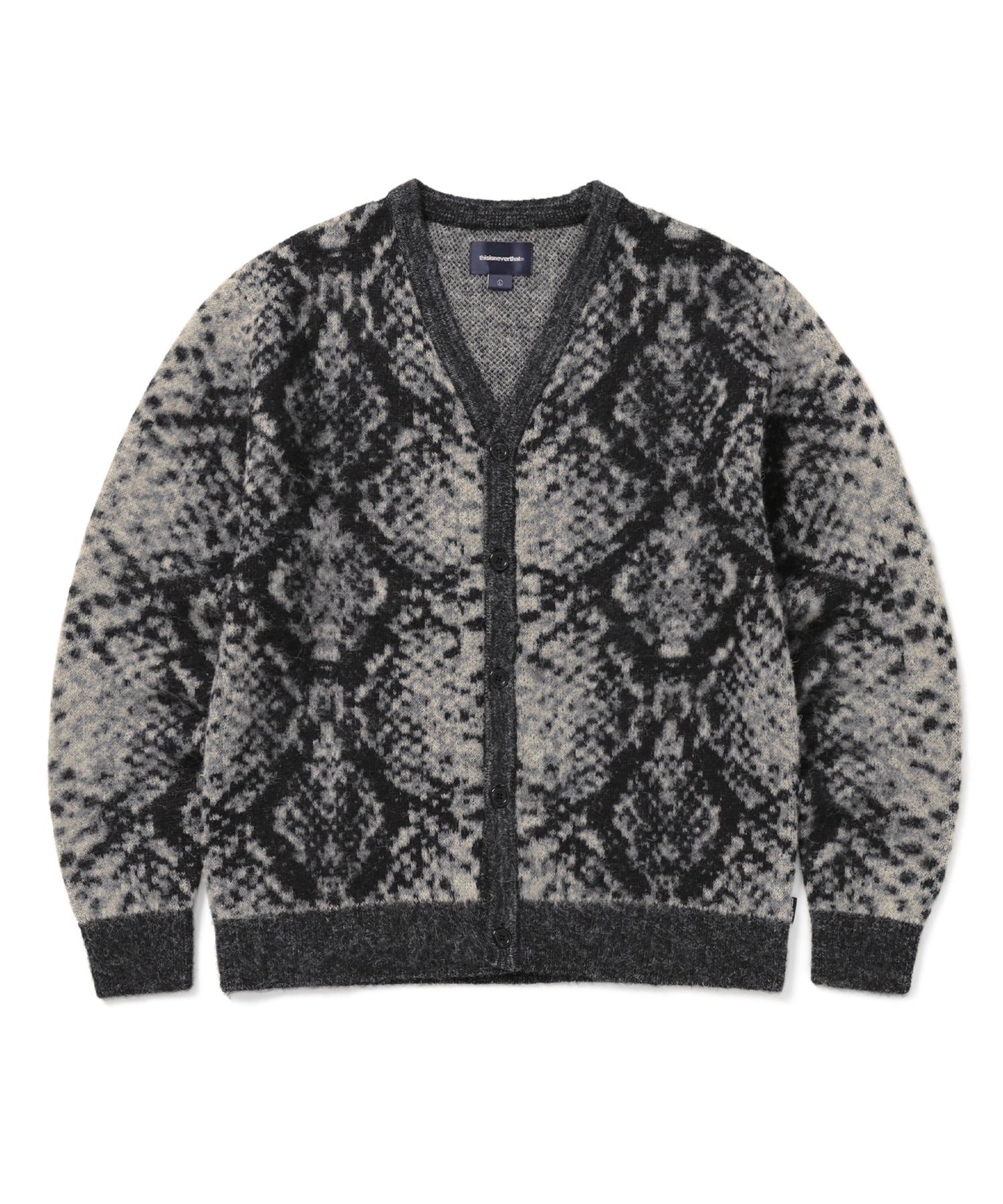 MUSINSA | thisisneverthat® Python Jacquard Knit Cardigan Black