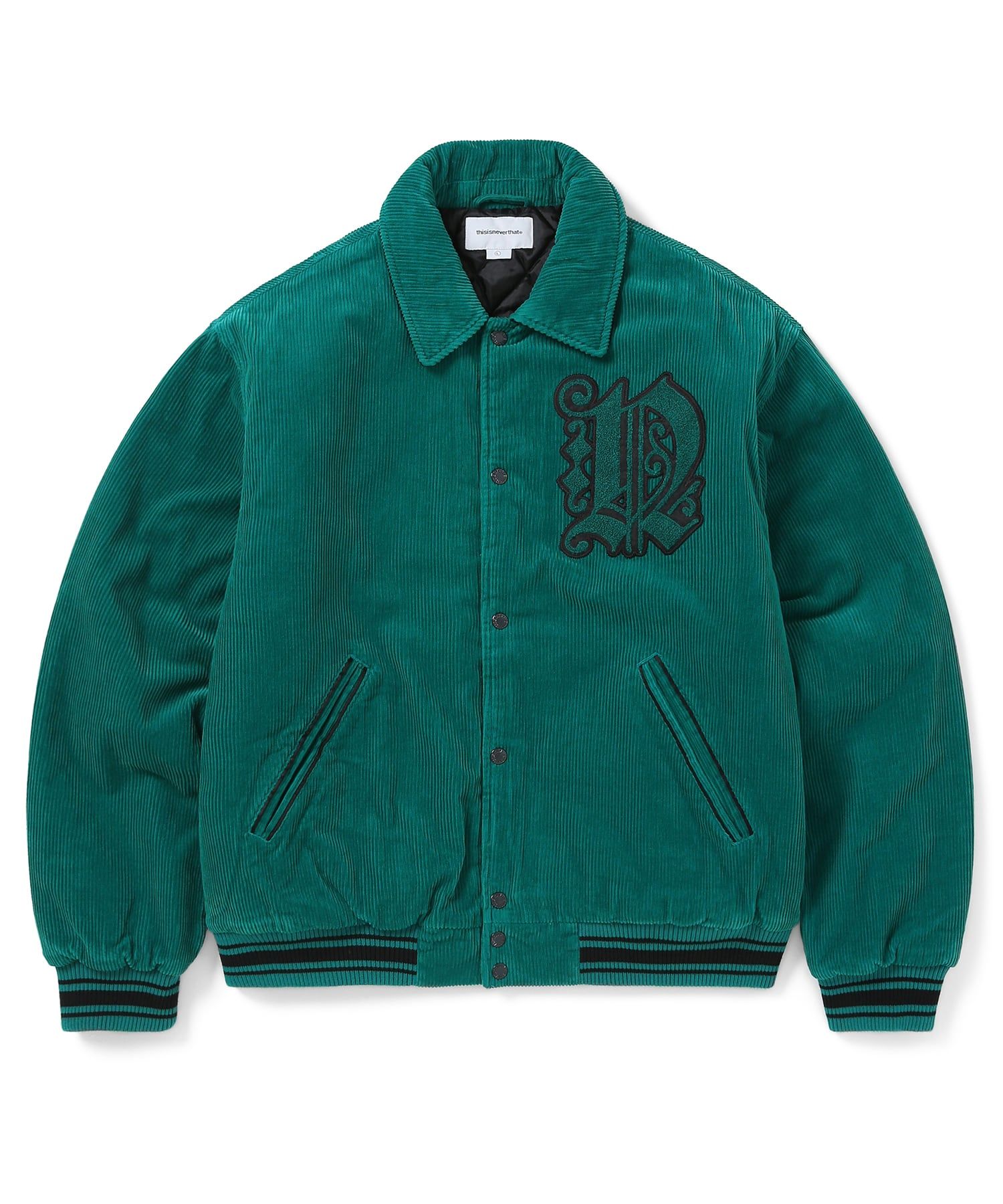 MUSINSA公式 | thisisneverthat Fortuna Corduroy Varsity Jacket Green