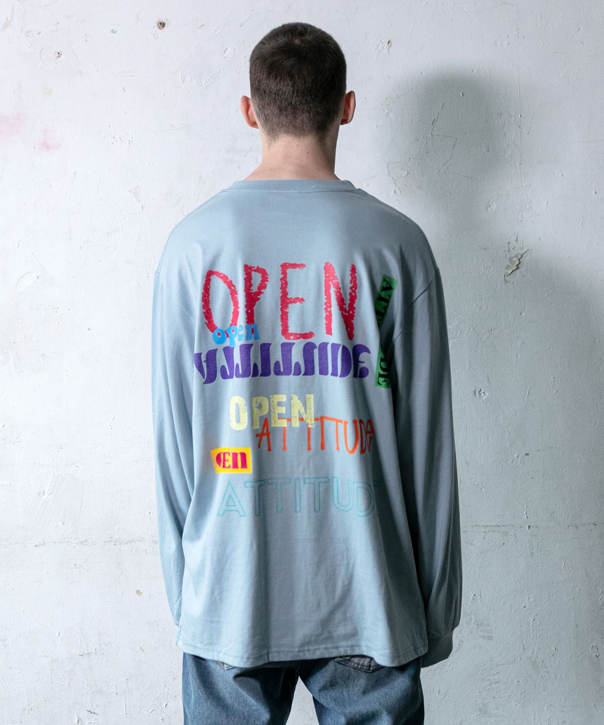 오픈 에티튜드(OPEN ATTITUDE) NEON MULTI LOGO LONG SLEEVE-SKYBLUE(네온 멀티로고 긴팔티-스카이블루)