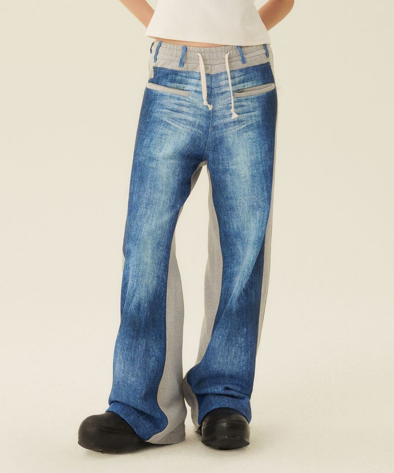 DENIM DIGITAL PRINTING PANTS - LIGHT GRAY 디지털프린팅 팬츠