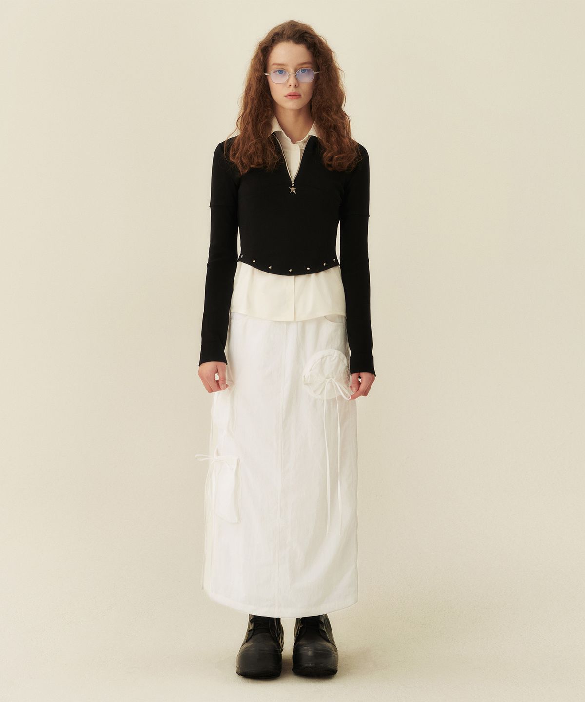 고코리(GOCORI) RIBBON CARGO SKIRT - WHITE 리본 카고스커트