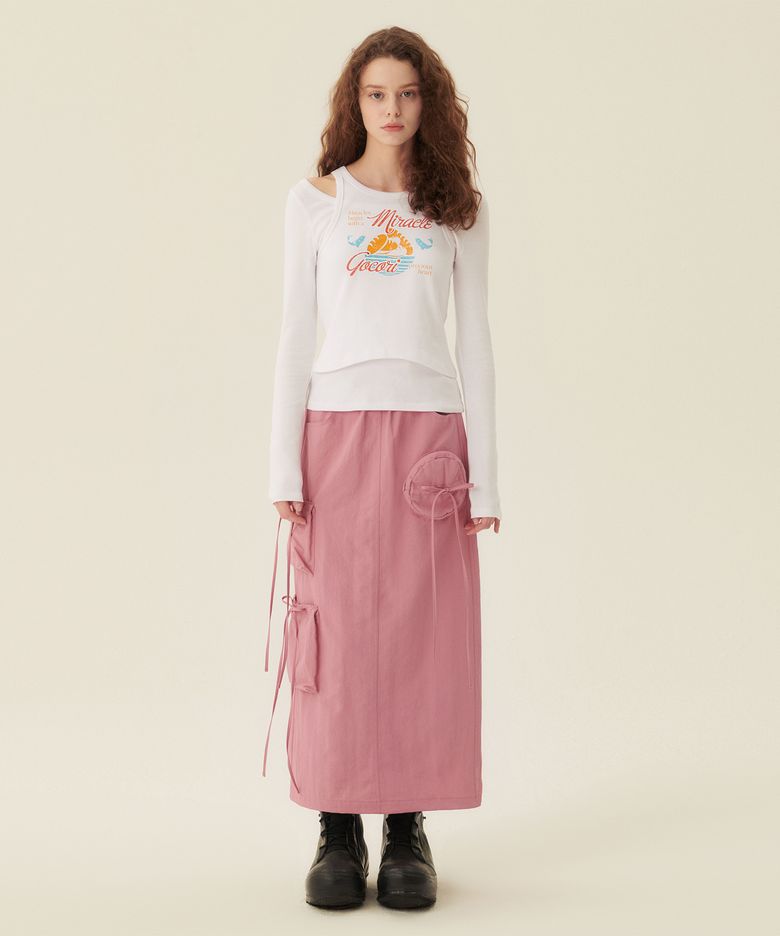 RIBBON CARGO SKIRT - PINK 리본 카고스커트