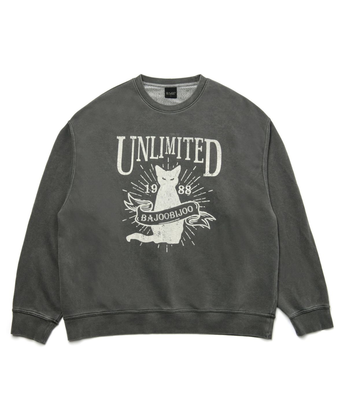 바쥬비쥬(BAJOO BIJOO) Unlimited Cat Pigment Sweatshirt [Chacoal]