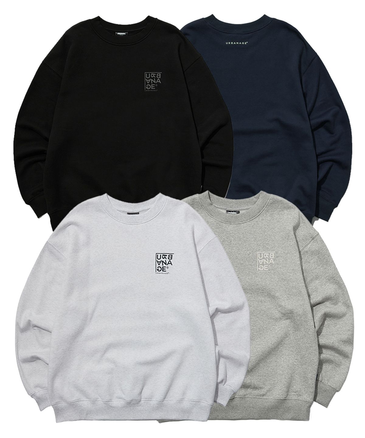 어반에이지(URBANAGE) [2PACK] 로고 포인트 오버 맨투맨 (4 Color)