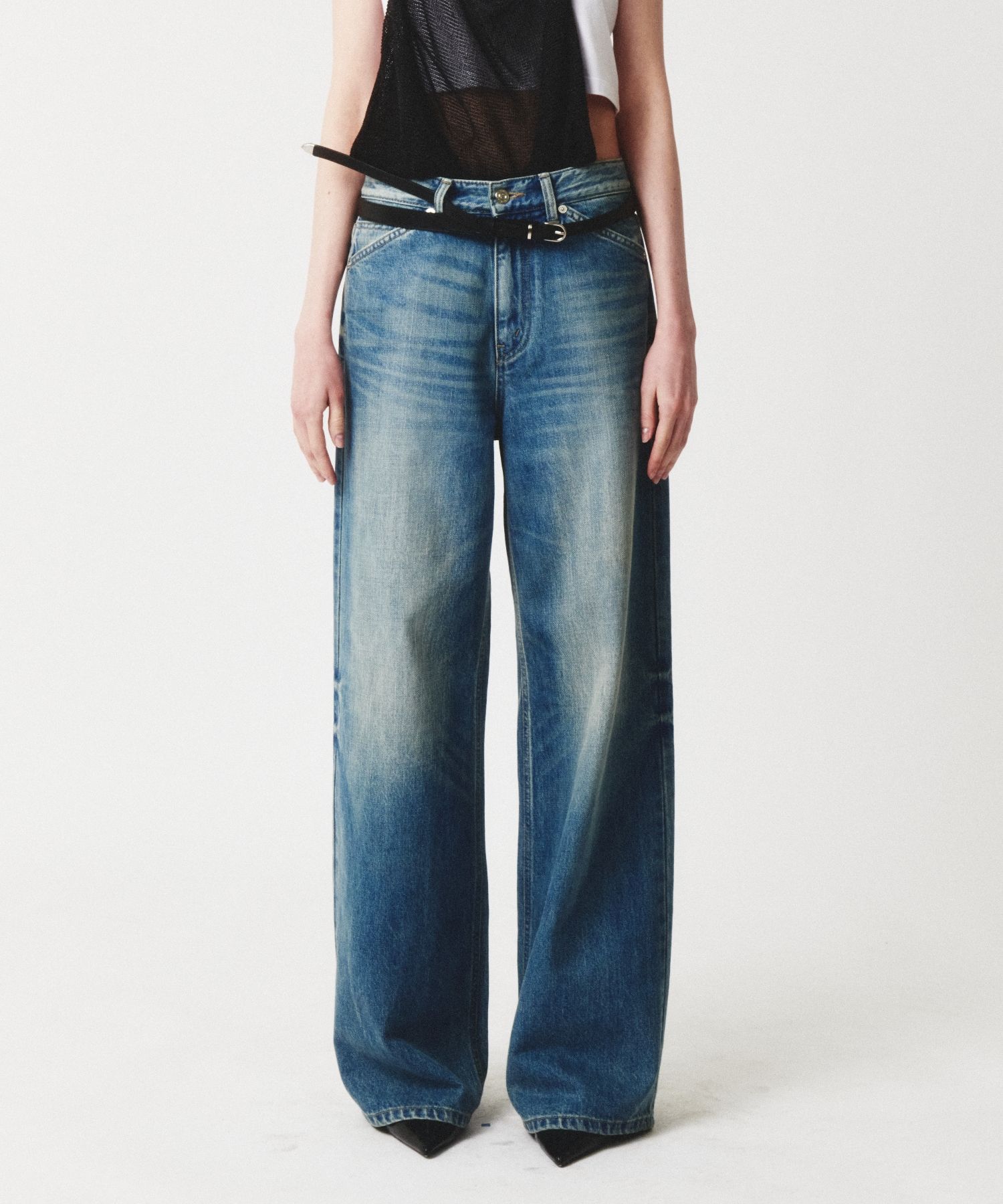 MUSINSA | SATUR (W) Rain Mid-rise Straight Denim Pants Union
