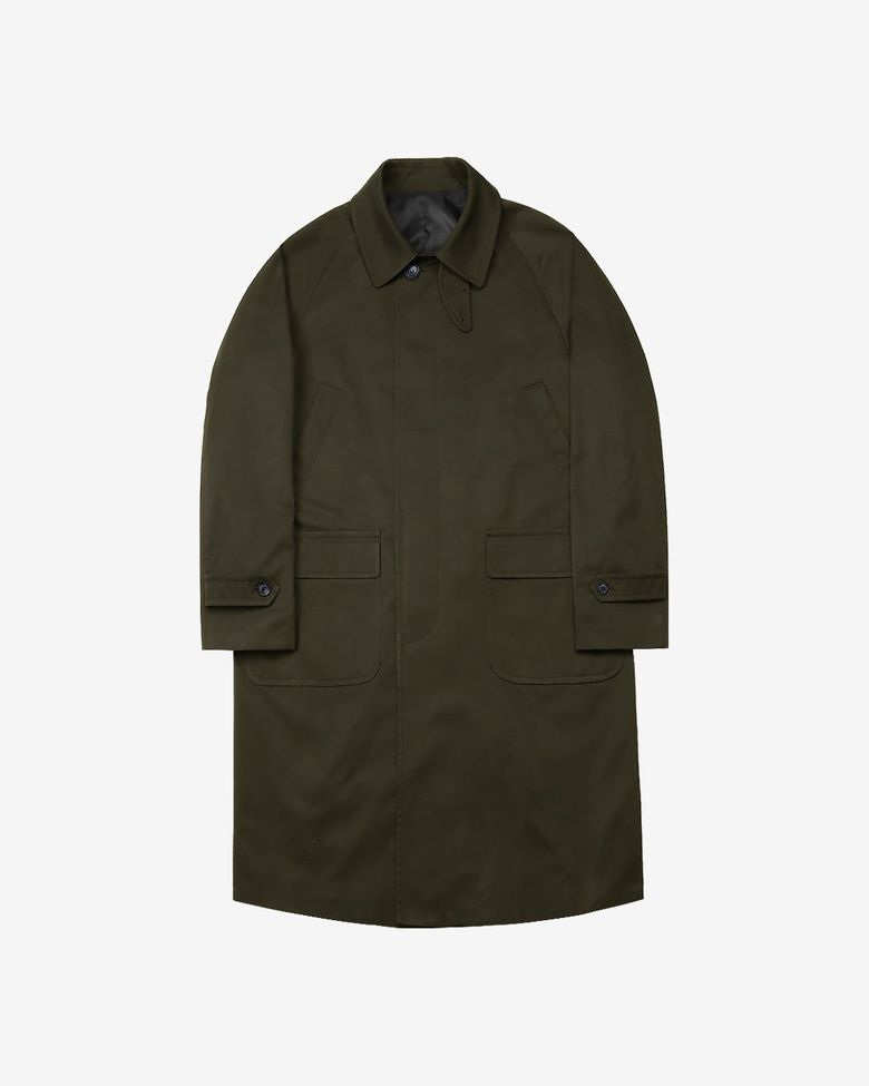 Bonheur Cotton Balmacaan Coat (Khaki)