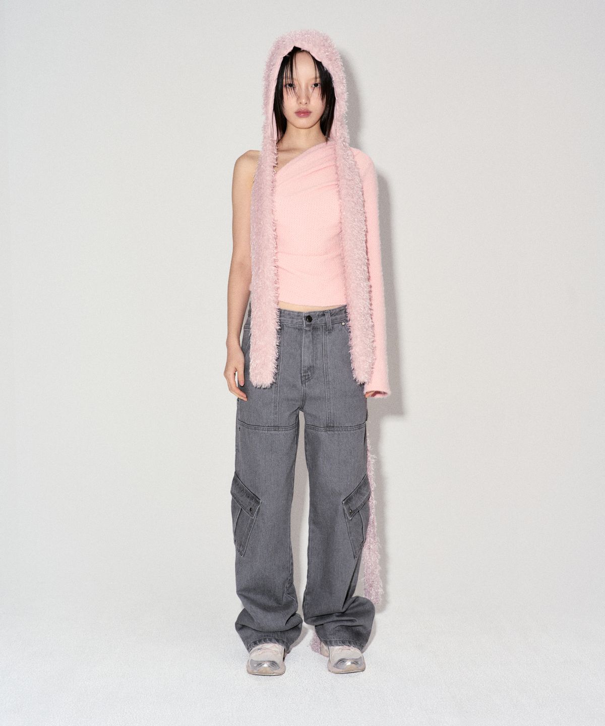 데비어퍼(DEBBY UPPER) ELOISE CARGO WIDE JEANS_GRAY