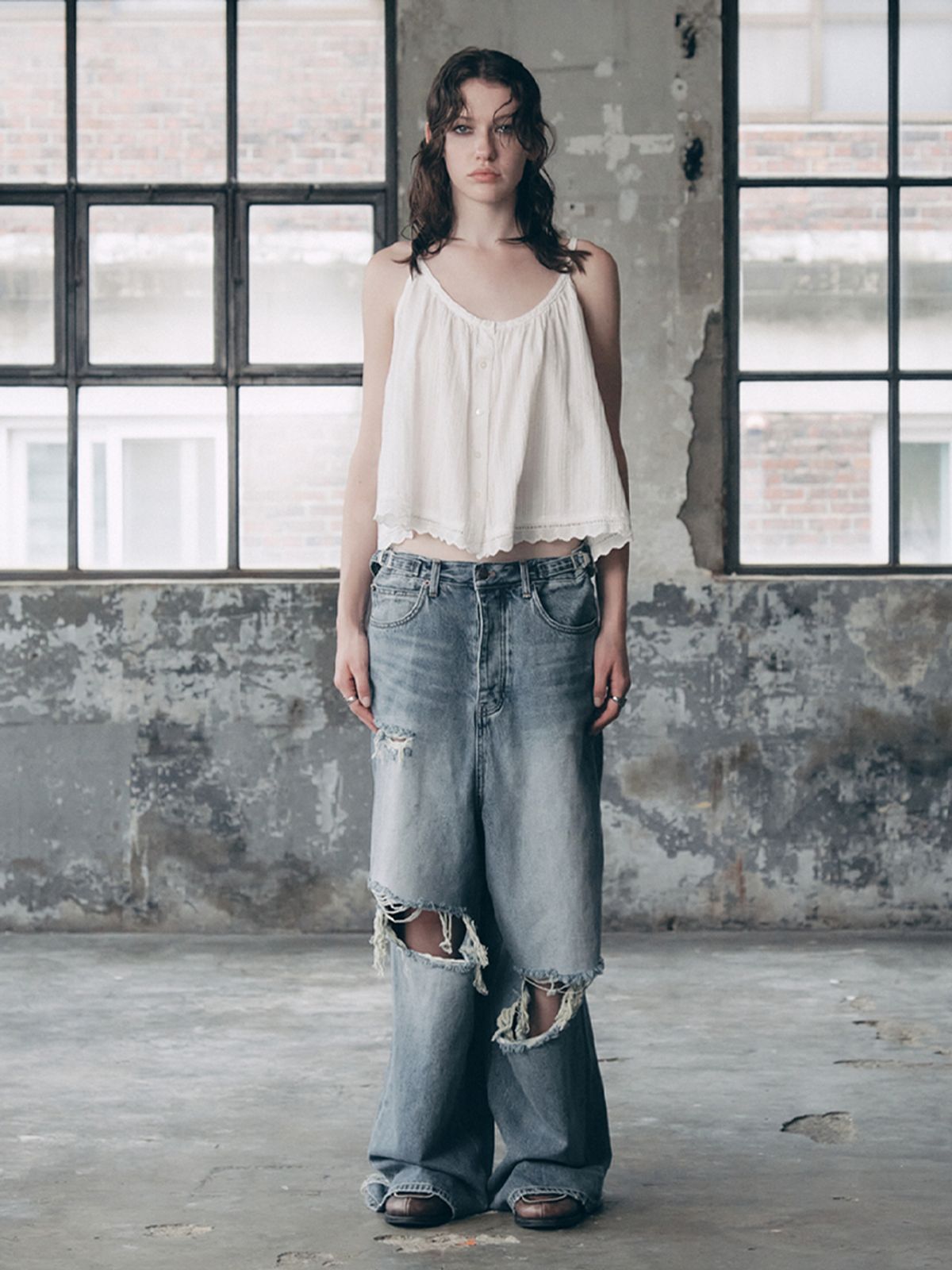 에즈이프 캘리(ASIF CALIE) DESTROYED WASHING DENIM PANTS BLUE