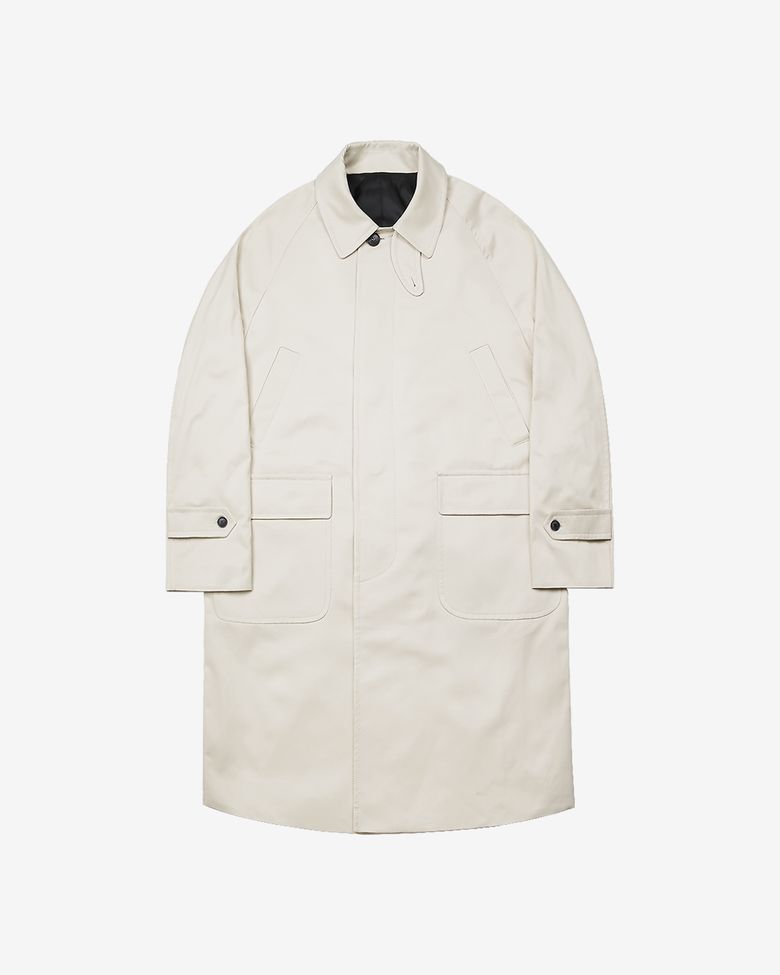 Bonheur Cotton Balmacaan Coat (Ivory)
