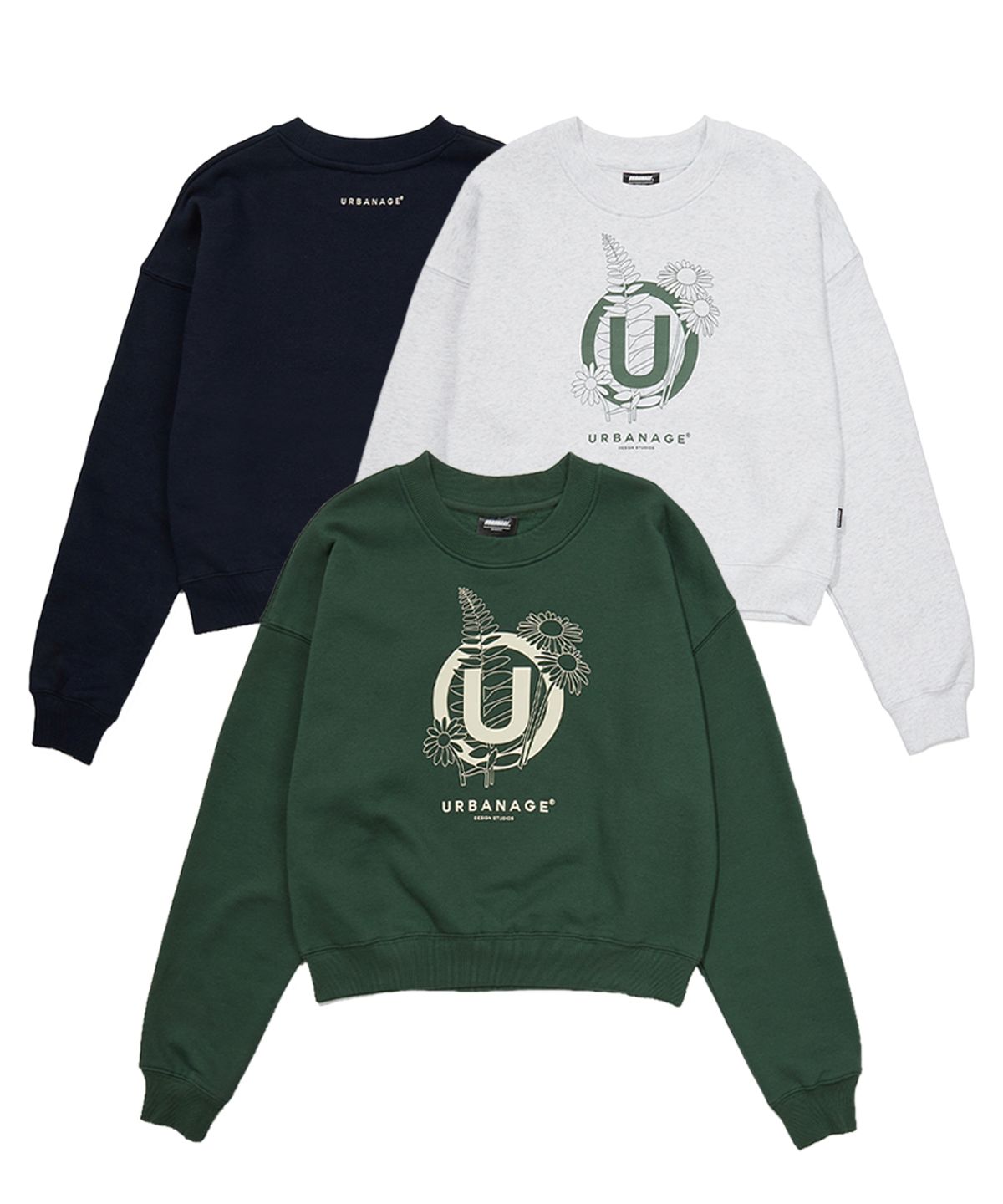 어반에이지(URBANAGE) [2PACK] 플라워 W 맨투맨 (3 Color)