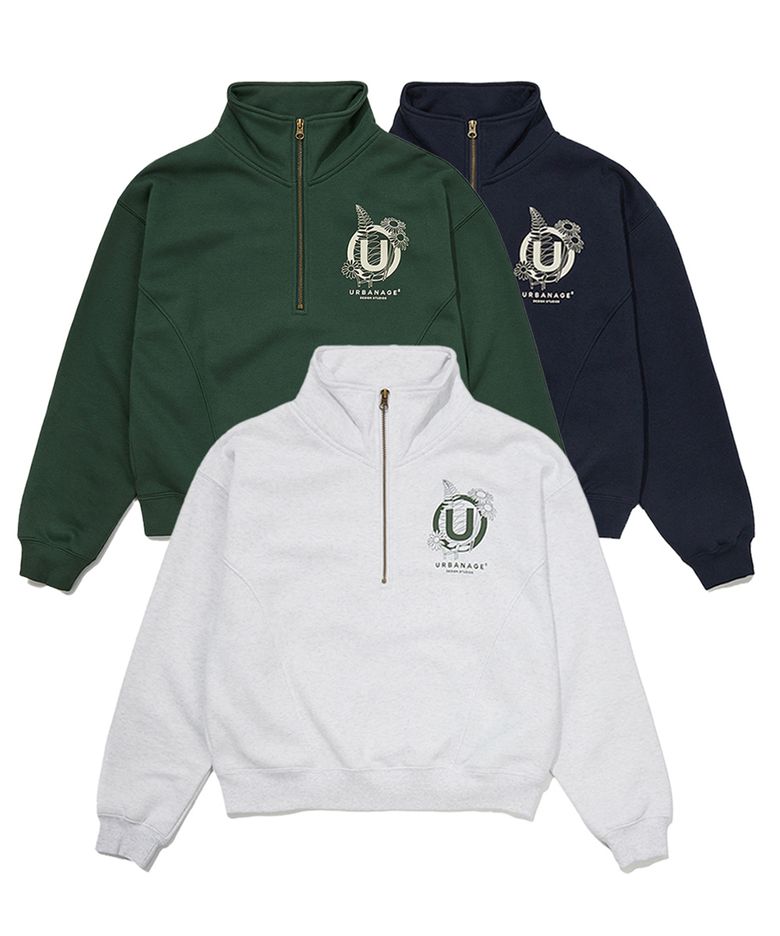 [2PACK] 플라워 W 하프집업 (3 Color)