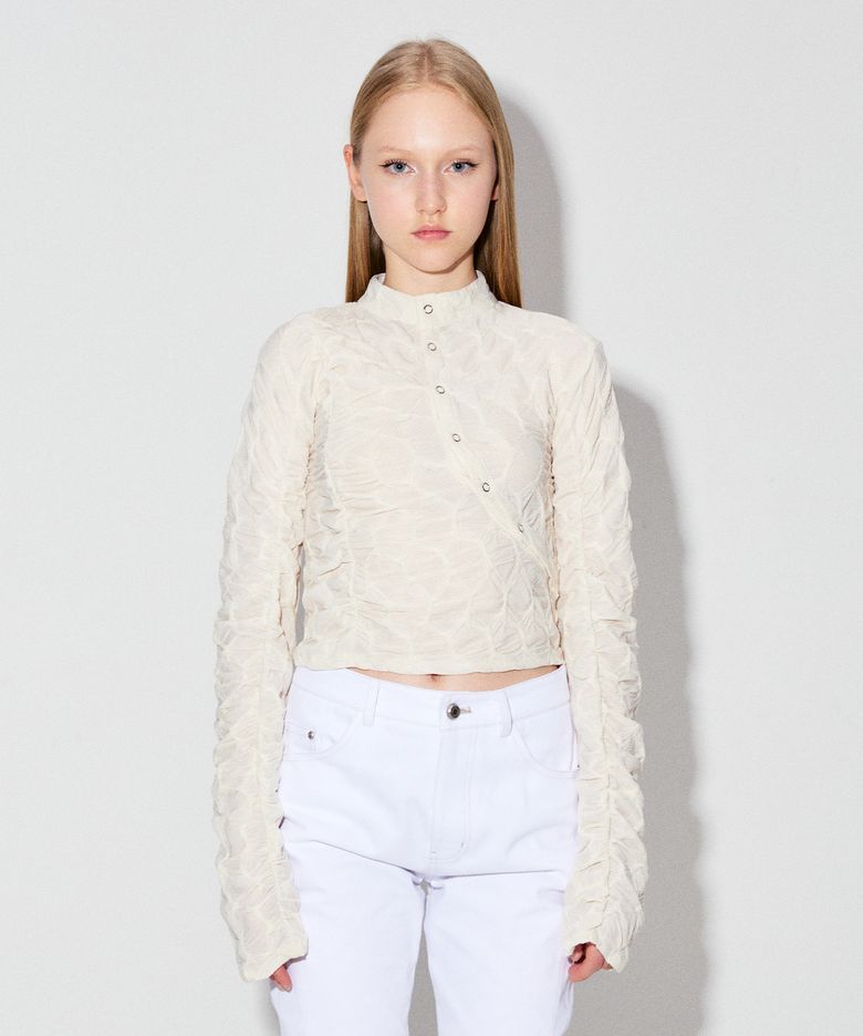 RIRI WRIGGLY SHIRRING TOP_IVORY