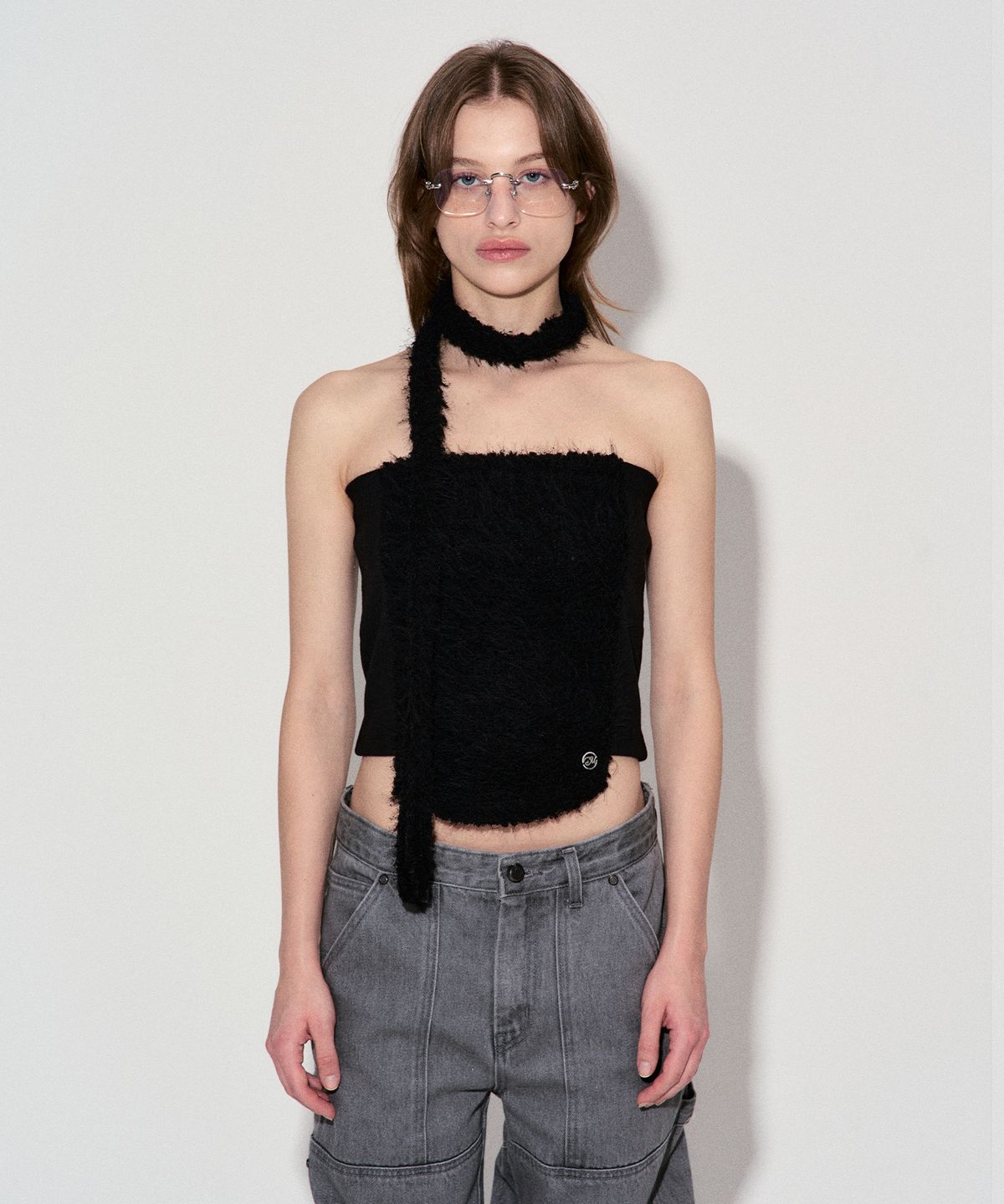 데비어퍼(DEBBY UPPER) SNOW FLOWER SCARF BUSTIER_BLACK