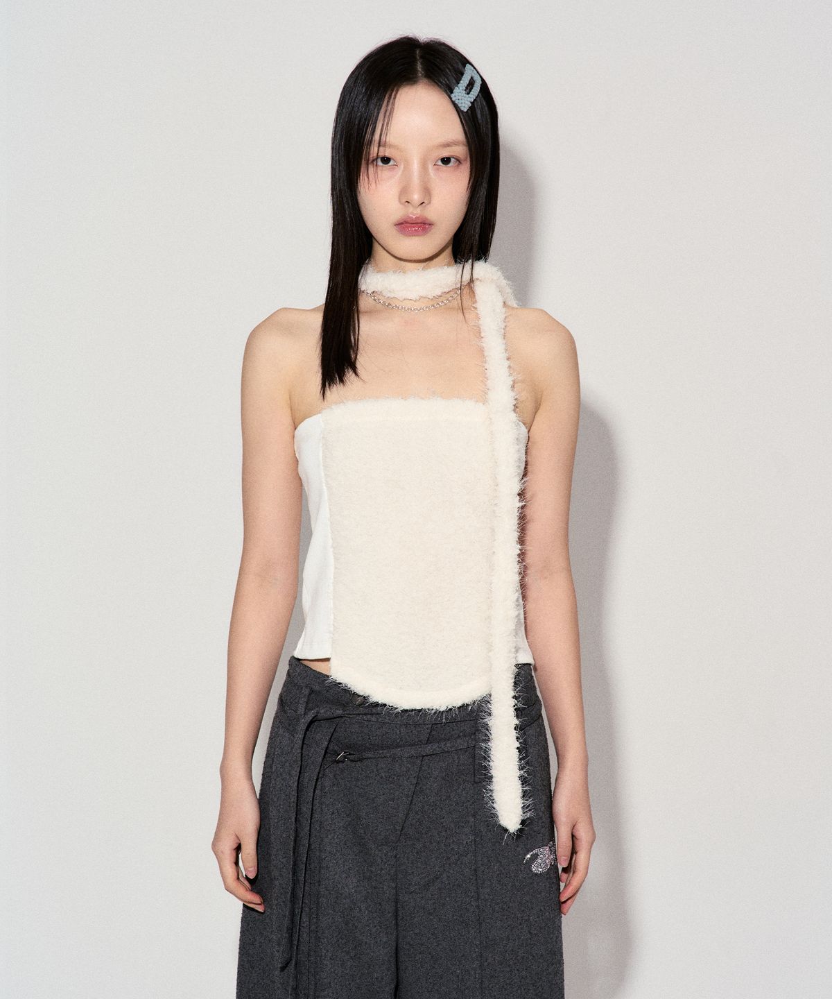 데비어퍼(DEBBY UPPER) SNOW FLOWER SCARF BUSTIER_IVORY
