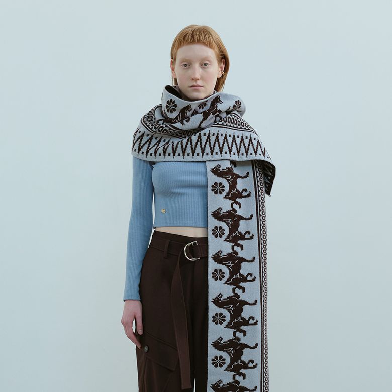 BLUE & BROWN CLASSIC PATTERN MUFFLER