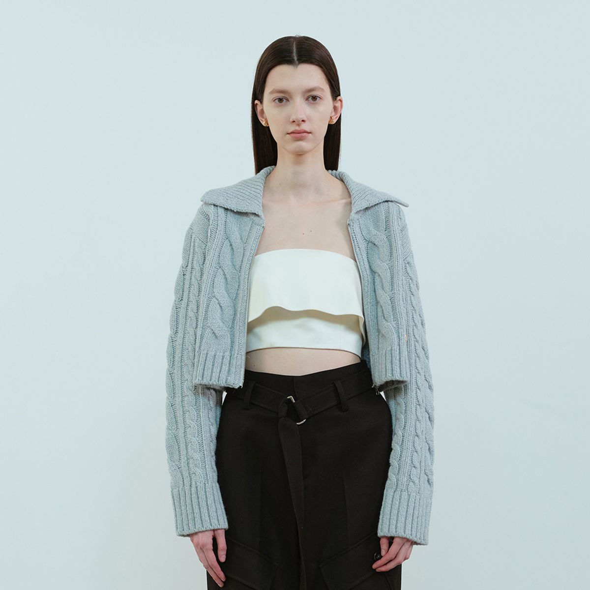 문스워드(MOONSWARD) SKY CABLE ZIP-UP CARDIGAN