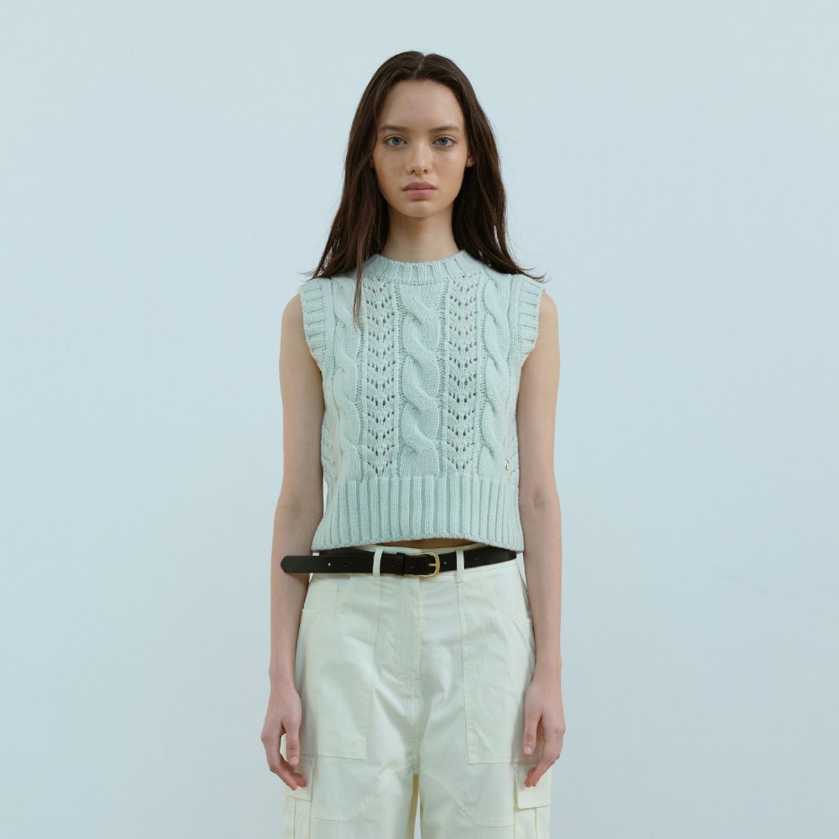 문스워드(MOONSWARD) MINT CABLE KNIT VEST