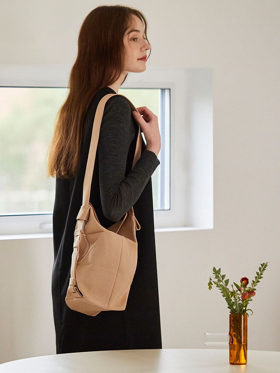 【JOSEPH&STACEY】 Lucky Pleats Knit Off City Bucket (ALL) Lucky Pleats Knit Off City Bucket Hazelnut Beige | JOSEPH