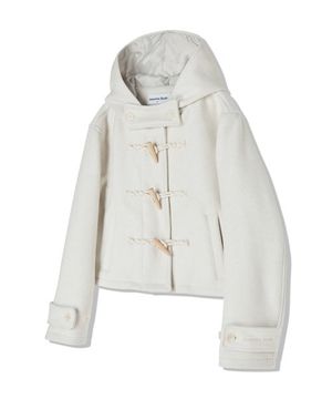 크롭 후드 더플 코트 아이보리