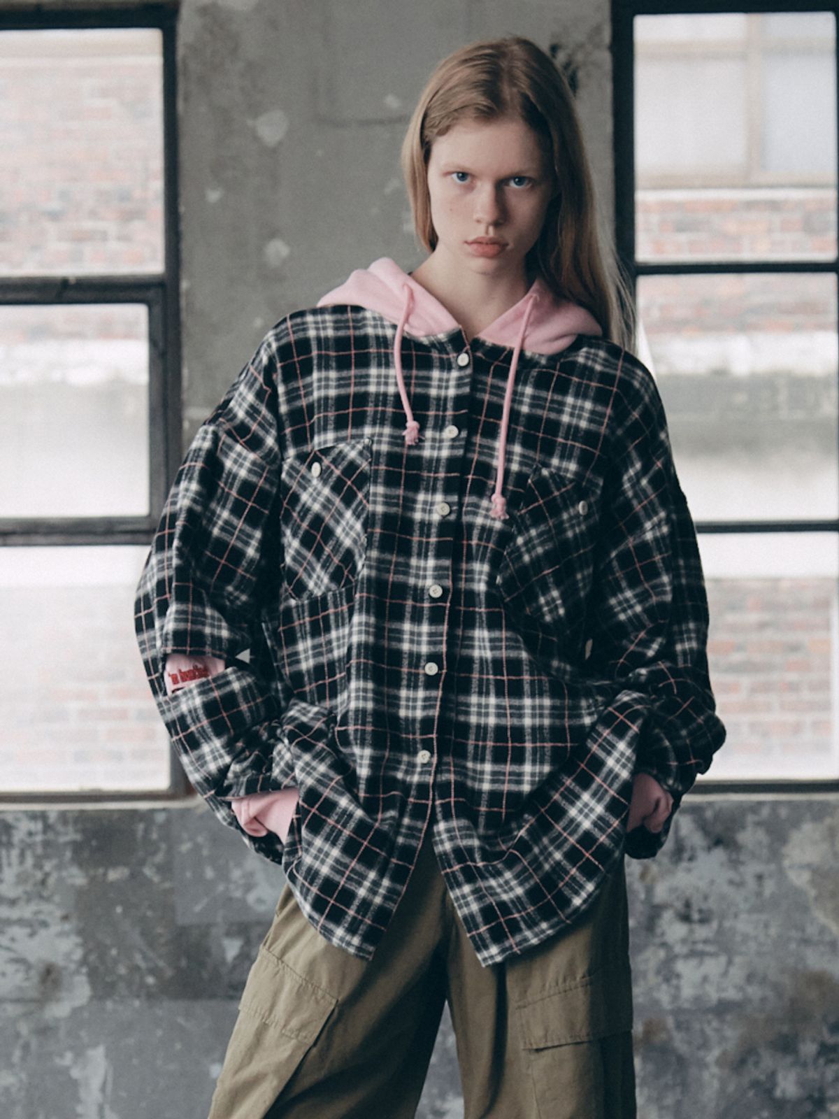 에즈이프 캘리(ASIF CALIE) HOODIE LAYER CHECK SHIRT BLACK