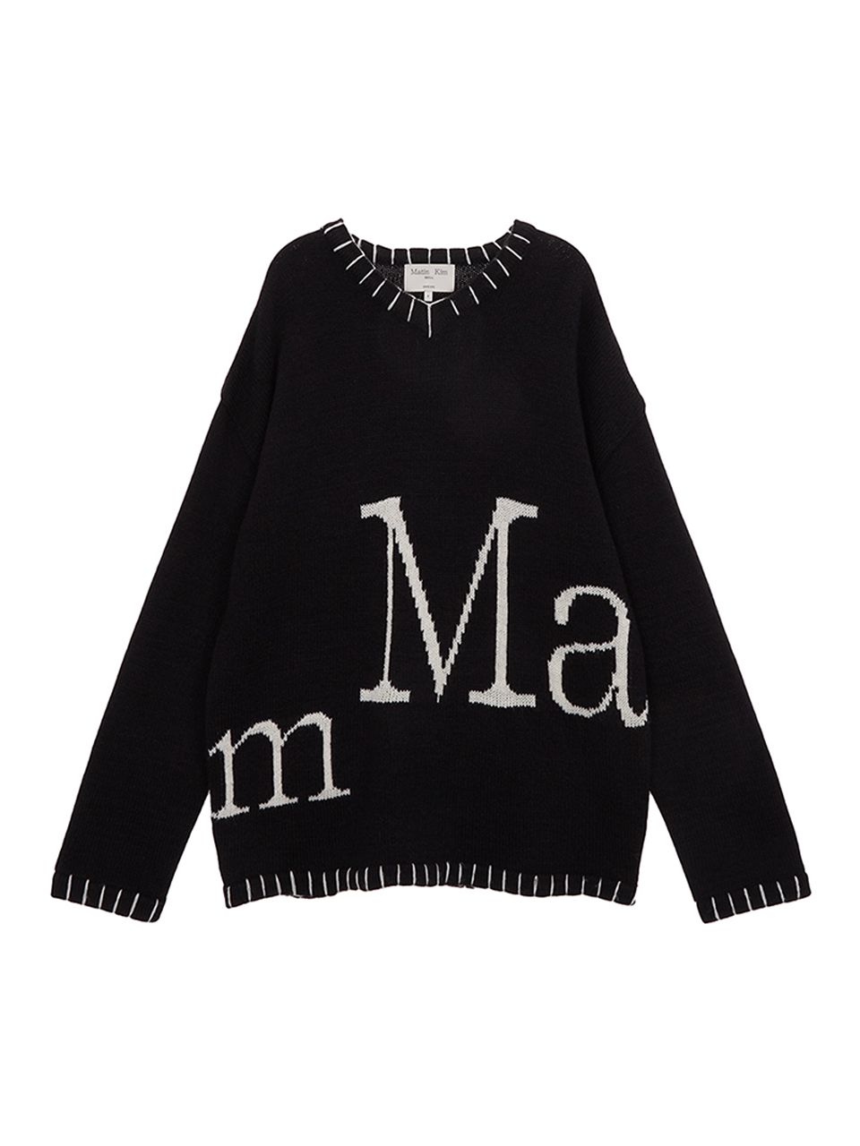 トップス MATIN KIM BIG LOGO STITCH KNIT PULLOVER MUSINSA公式 | MATIN KIM MATIN BIG LOGO STITCH KNIT PULLOVER IN BLACK