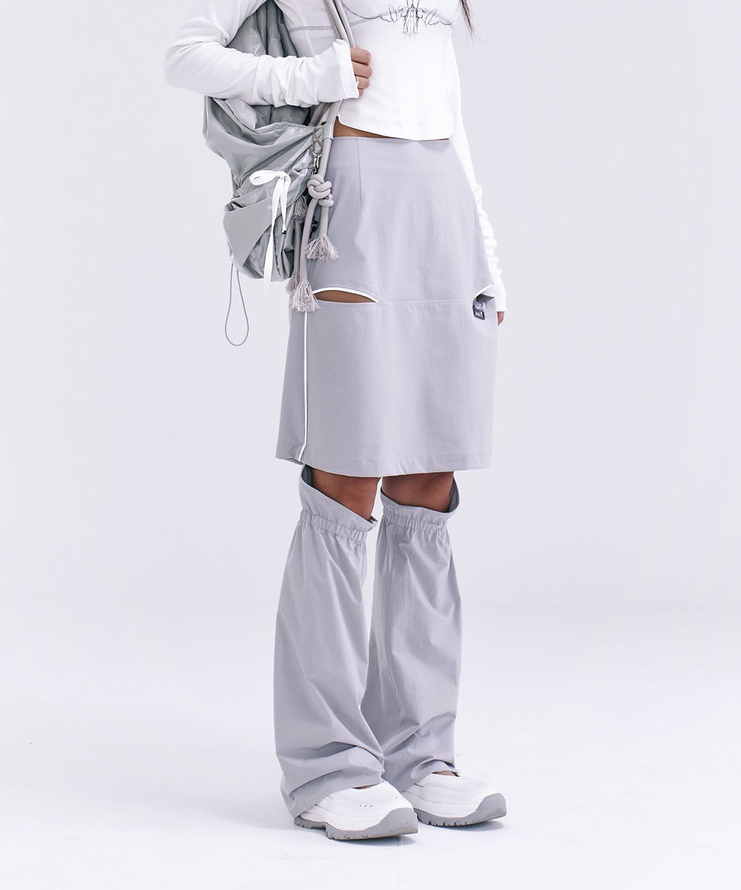 【hug your skin】23fw Midi skirts leg warmer set MUSINSA | HUG YOUR SKIN Midi Skirt Leg Warmer Set (Gray)