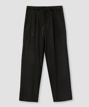 SNAP DETACHABLE CARGO RAW PANTS - BLACK