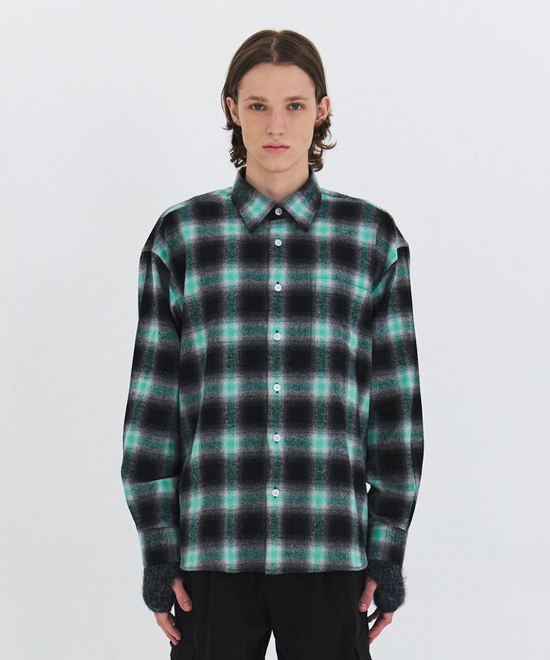 OMBRER COTTON FLANNEL CHECK SHIRTS - MINT
