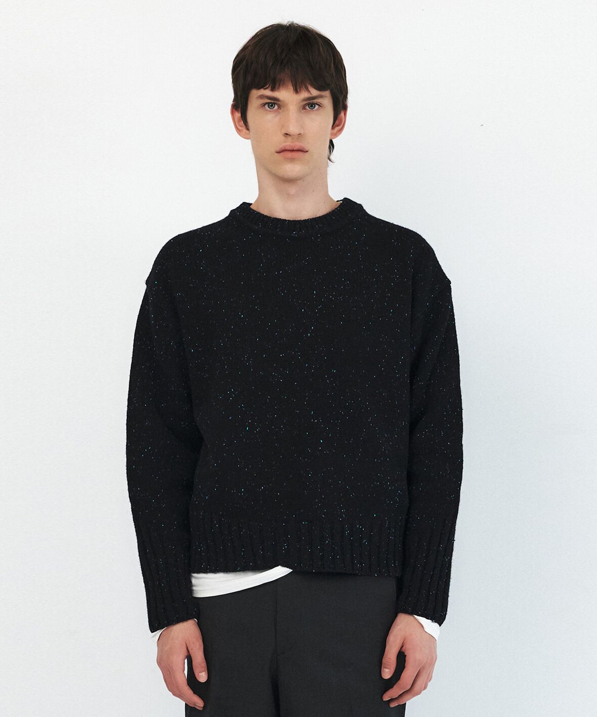 윈더(WINDER) MODIFIED WOOL KNIT SWEATER - GALAXY BLACK