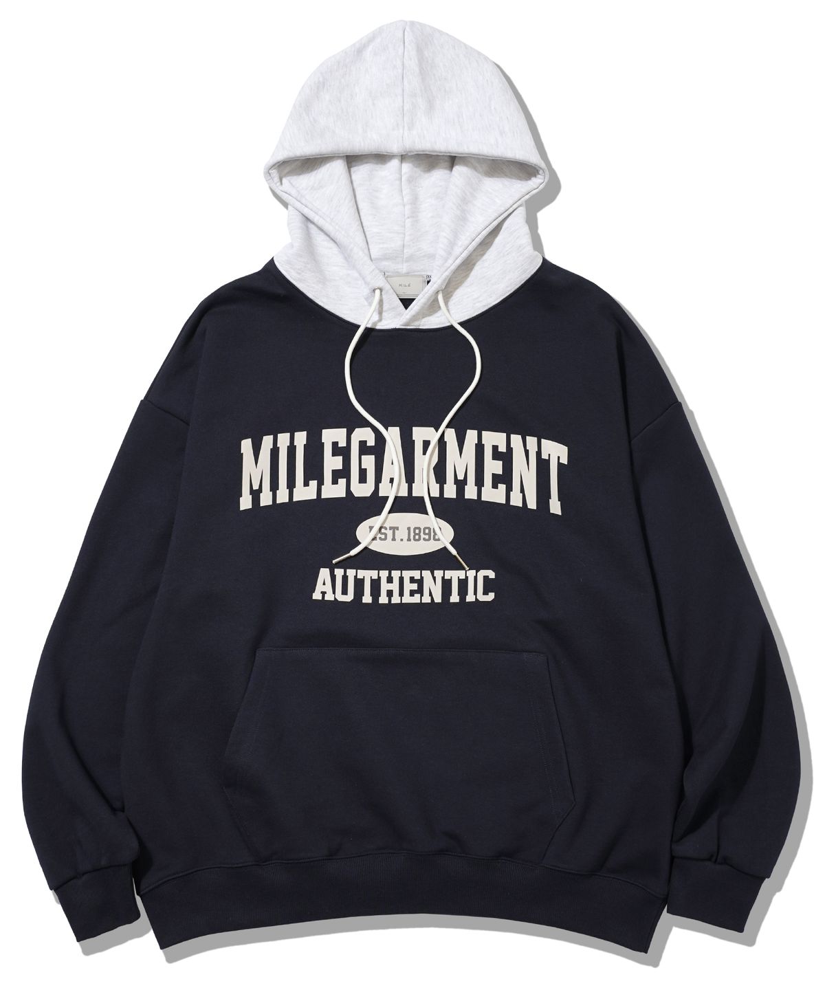 더마일(THEMILE) MILE GARMENTS MIX SWEAT HOODIE [NAVY]