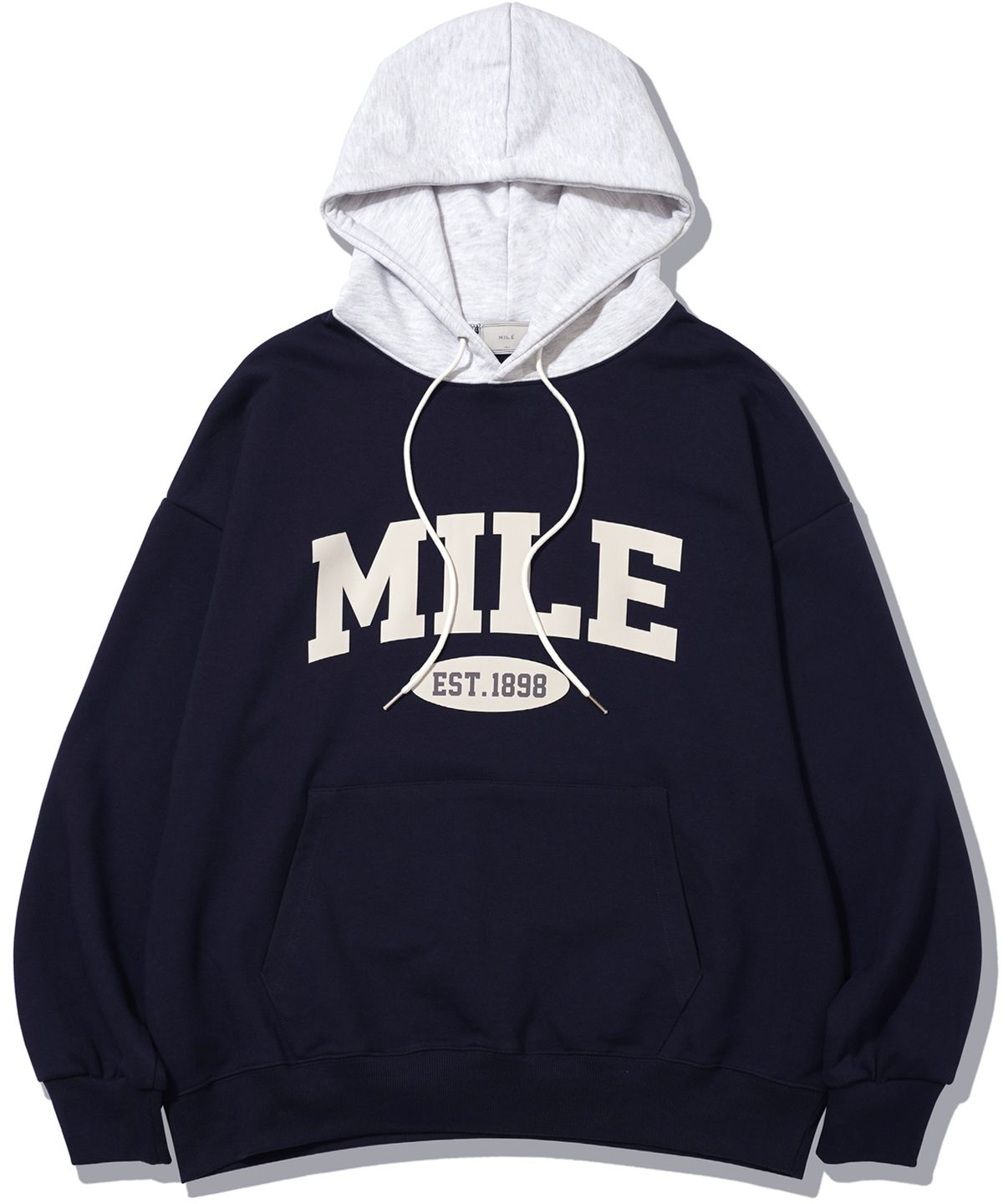 더마일(THEMILE) MILE EST MIX SWEAT HOODIE [NAVY]