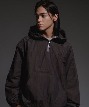 스몰 로고 아노락 후드(차콜)