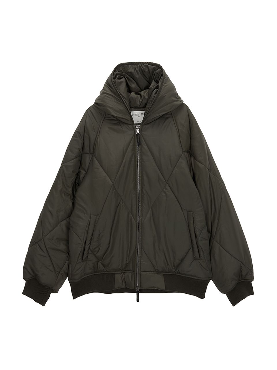 MUSINSA公式 | MATIN KIM BACK TYPO QUILTING HOOD JUMPER IN KHAKI