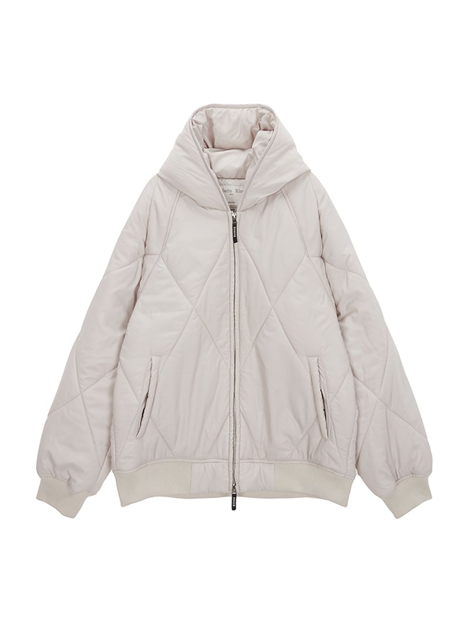 MUSINSA公式 | MATIN KIM BACK TYPO QUILTING HOOD JUMPER IN BEIGE